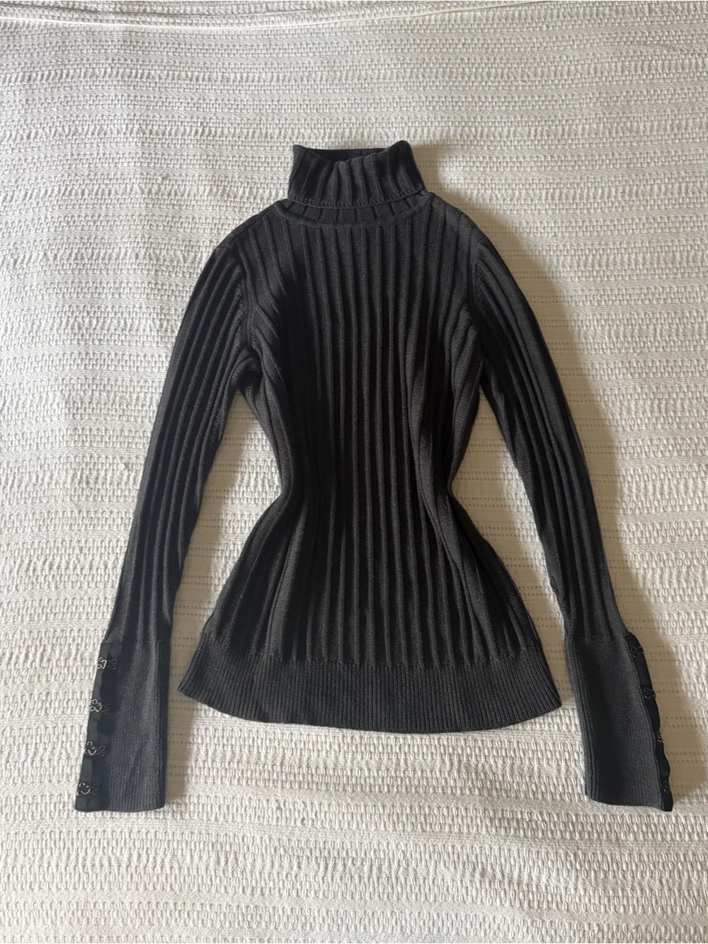 Simply Vera Vera Wang Charcoal Grey Ribbed Turtleneck Sweater Small